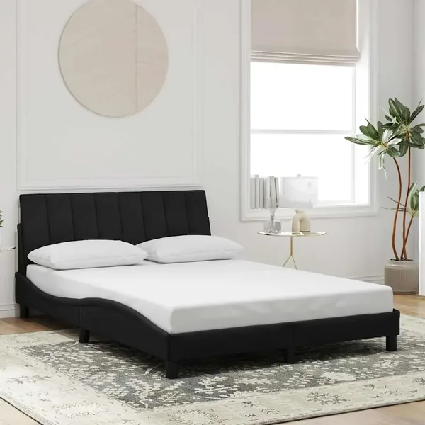 Cadre de lit sans matelas Hanko noir 140x200 cm velours