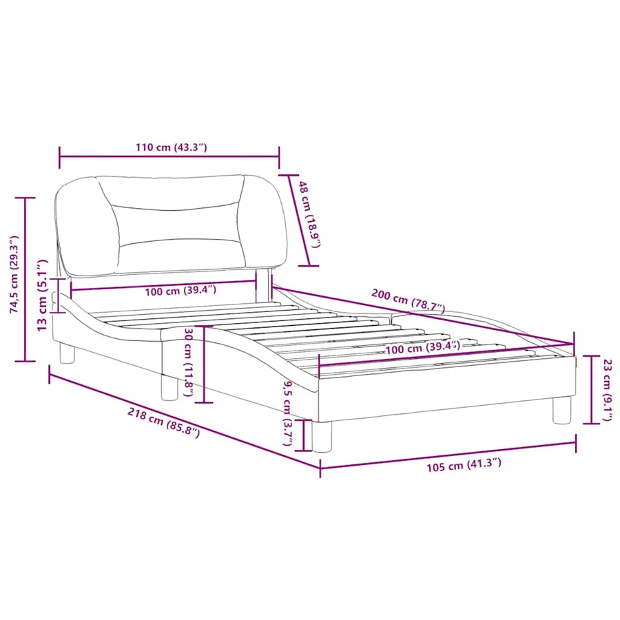 Cadre de lit sans matelas Hvar blanc 100x200 cm similicuir - 12