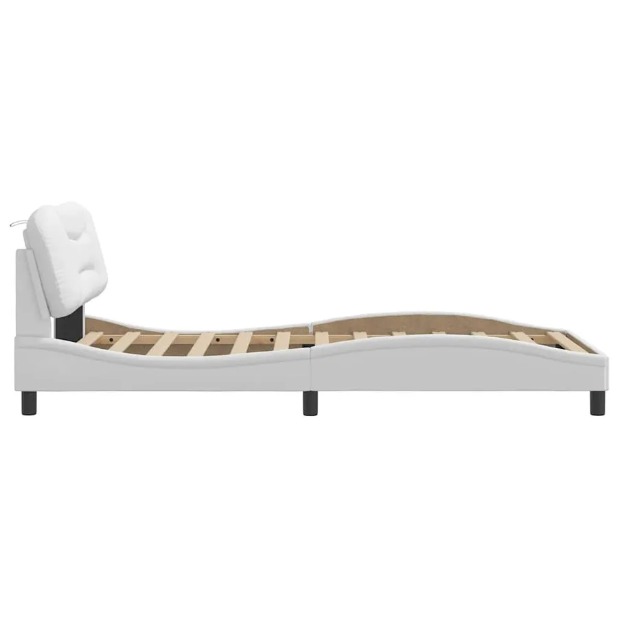 Cadre de lit sans matelas Hvar blanc 100x200 cm similicuir - 7