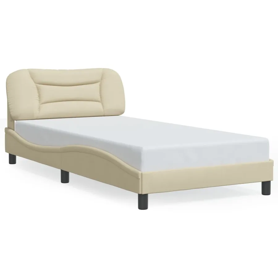 Cadre de lit avec LED sans matelas Hvar crème 100x200 cm tissu - 5