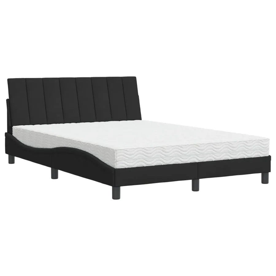 Lit avec matelas Hanko noir 120x200 cm velours - 2