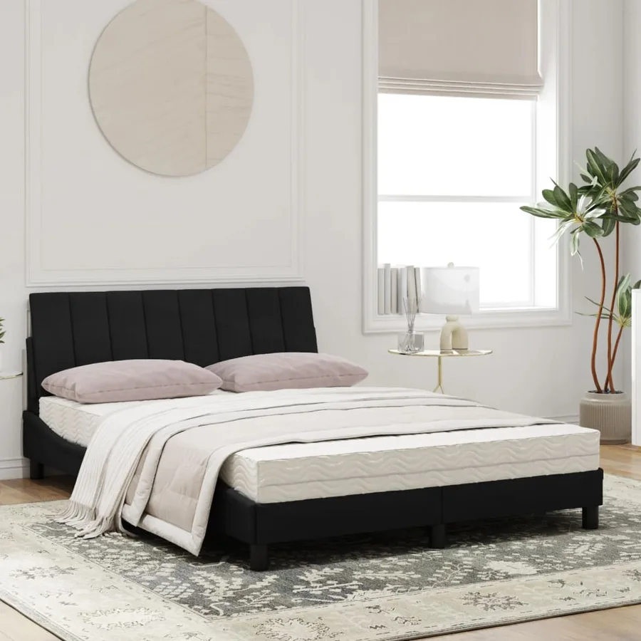 Lit avec matelas Hanko noir 120x200 cm velours - 3