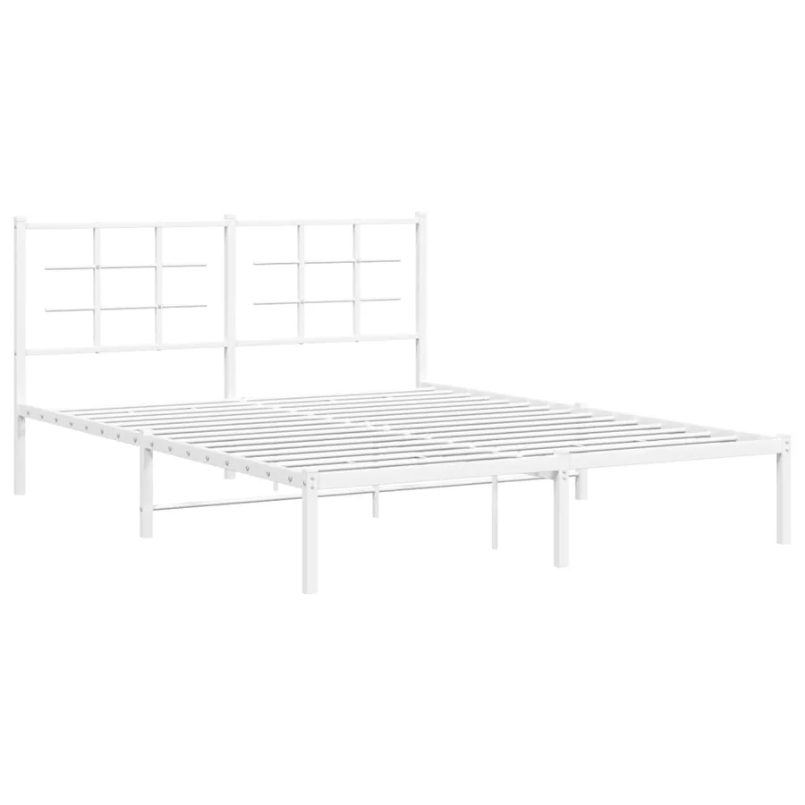 Cadre de lit métal sans matelas et tête de lit blanc 150x200 cm - 3