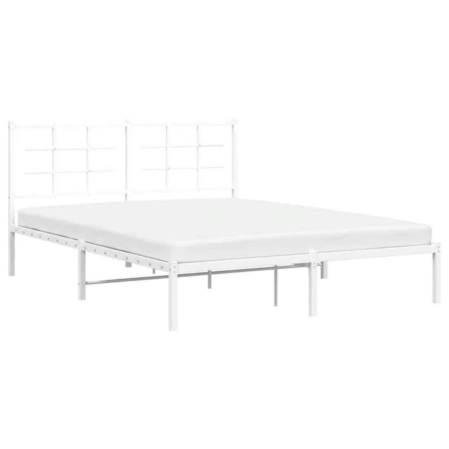 Cadre de lit métal sans matelas et tête de lit blanc 150x200 cm - 4