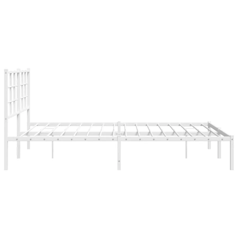 Cadre de lit métal sans matelas et tête de lit blanc 150x200 cm - 6