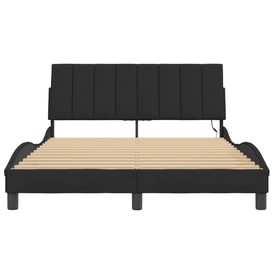 Cadre de lit avec LED sans matelas Hanko noir 120x200 cm velours - 6