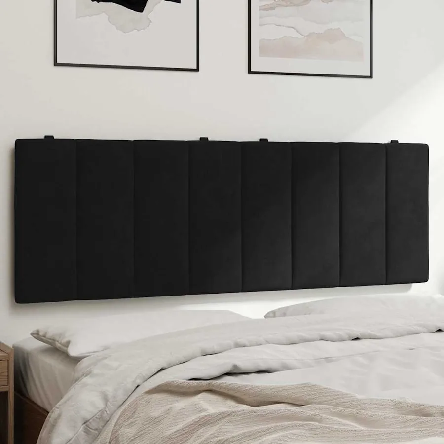 Coussin de tête de lit Hanko noir 120 cm velours