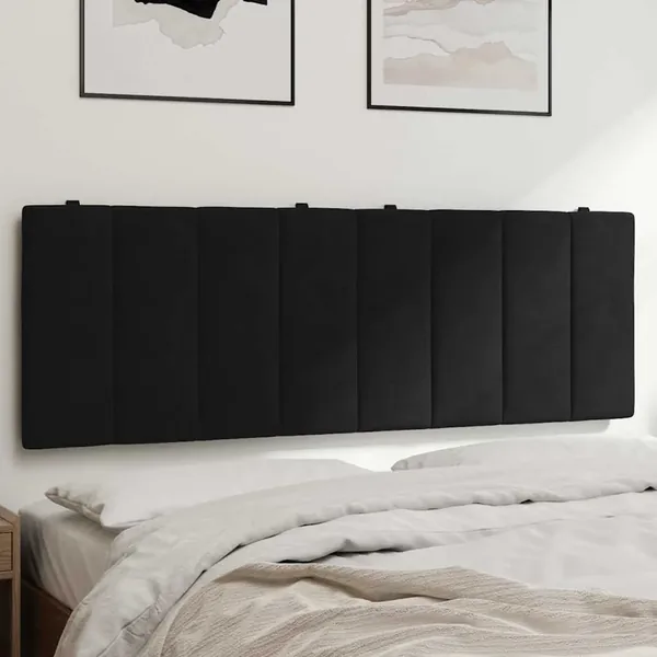 Coussin de tête de lit Hanko noir 120 cm velours