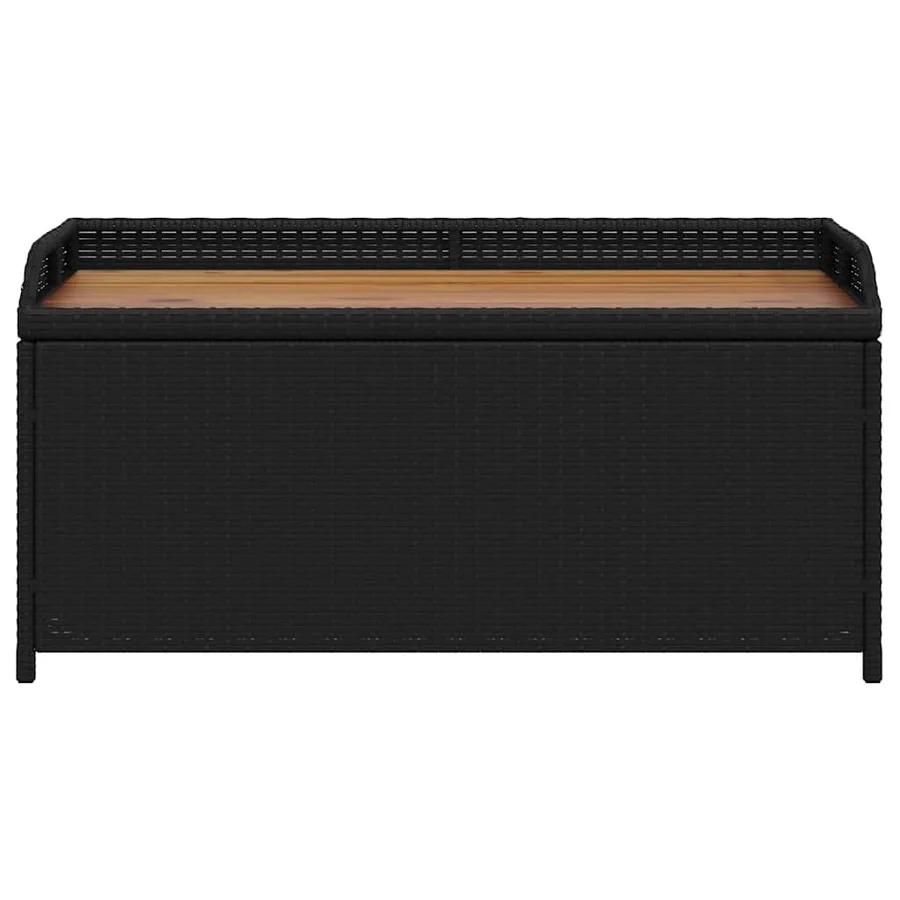 Banc de rangement noir résine tressée et bois d'acacia - 5