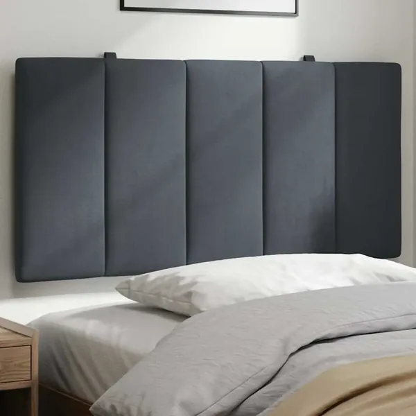 Coussin de tête de lit Hanko gris foncé 100 cm velours