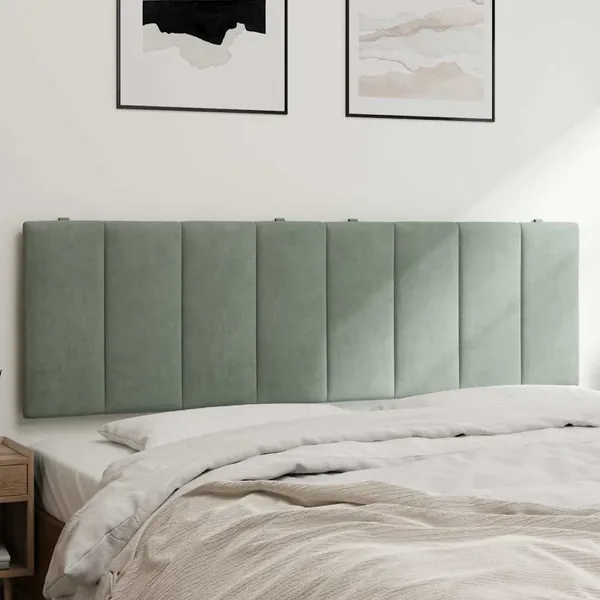 Coussin de tête de lit Hanko gris clair 160 cm velours