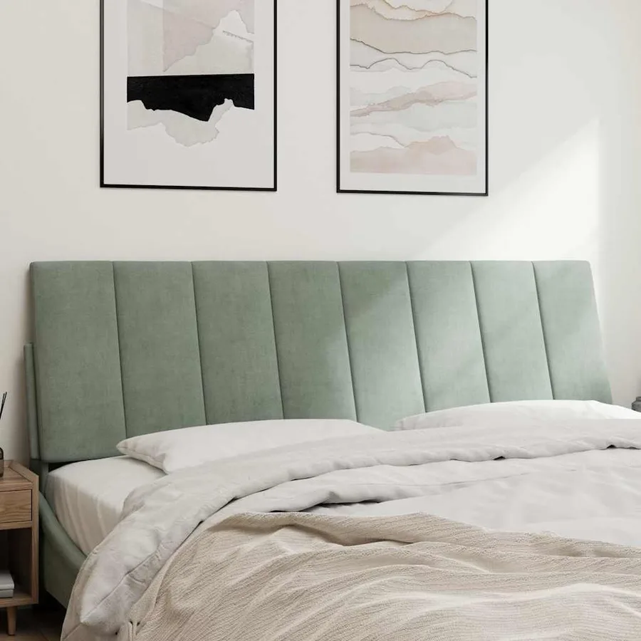 Coussin de tête de lit Hanko gris clair 160 cm velours - 3