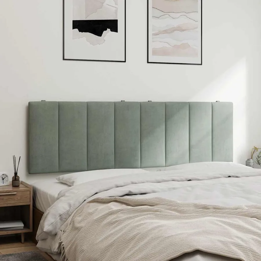 Coussin de tête de lit Hanko gris clair 160 cm velours - 4