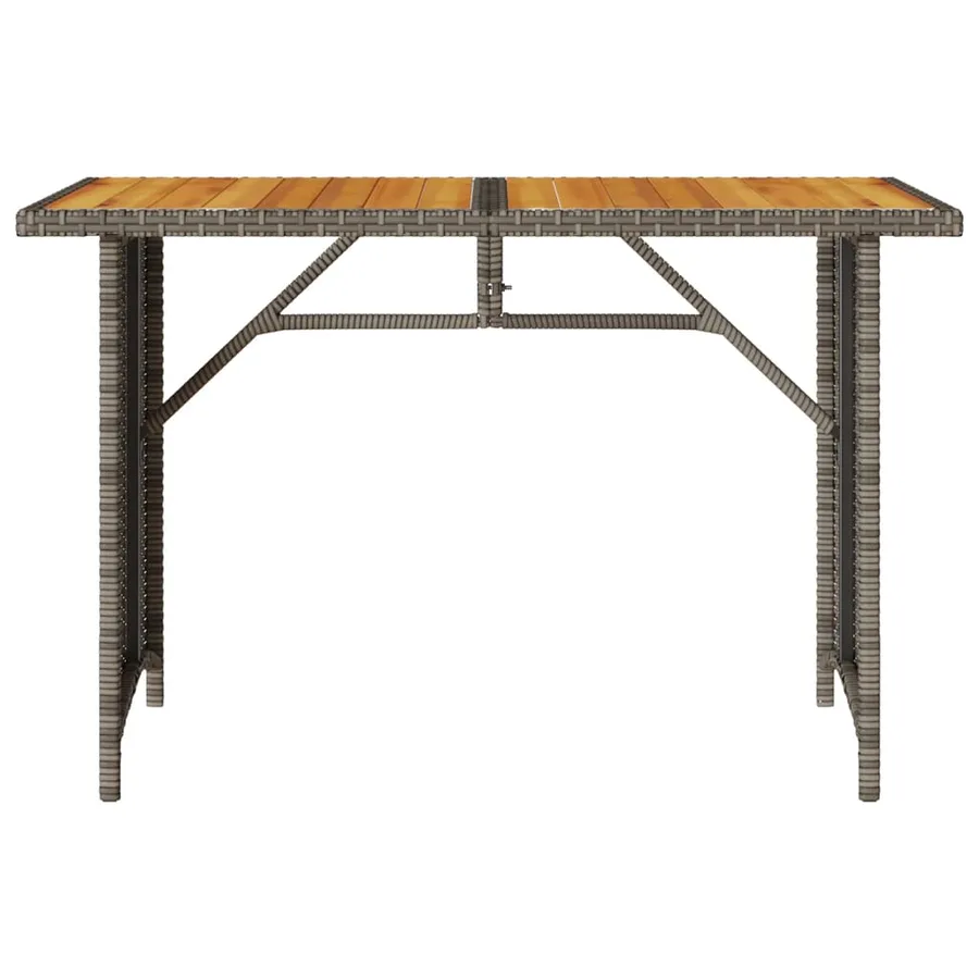 Table de jardin avec dessus en bois gris 110x68x70 cm rotin - 4
