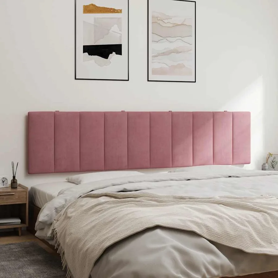 Coussin de tête de lit Hanko rose 200 cm velours - 4
