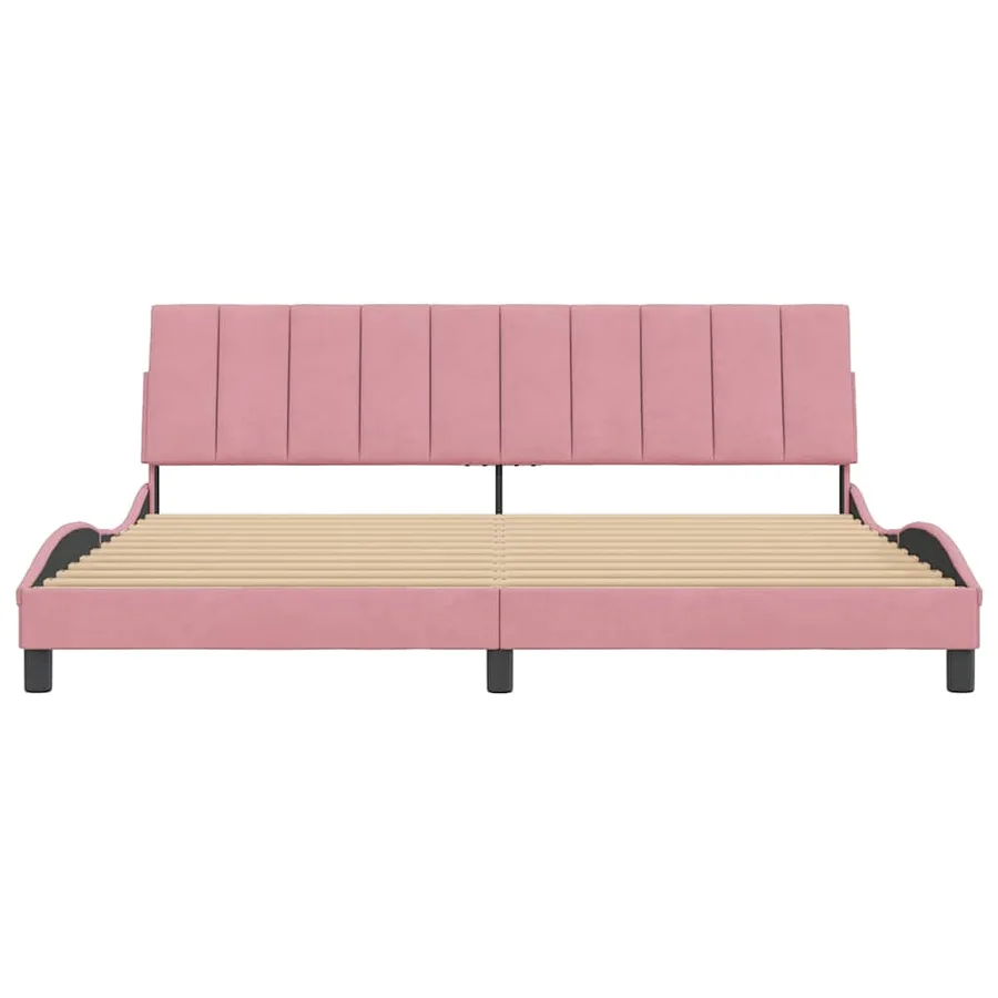Cadre de lit sans matelas Hanko rose 200x200 cm velours - 5