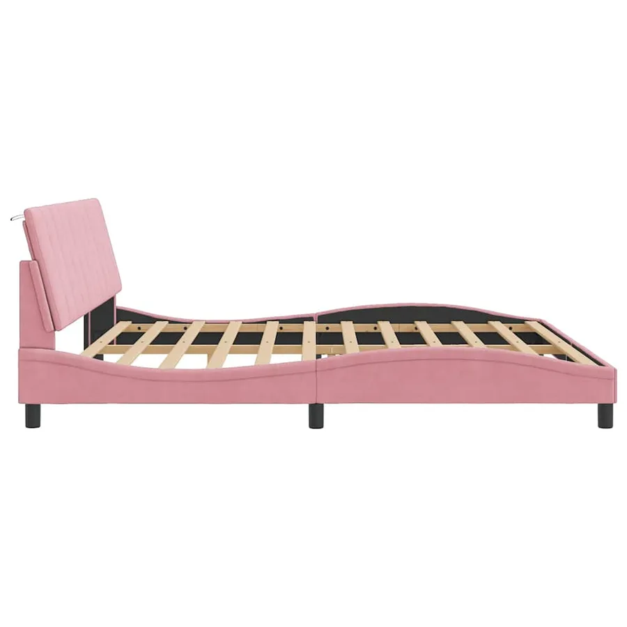 Cadre de lit sans matelas Hanko rose 200x200 cm velours - 6