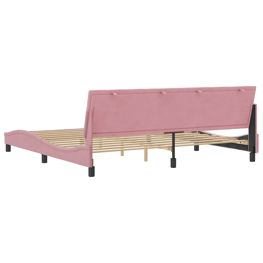 Cadre de lit sans matelas Hanko rose 200x200 cm velours - 7