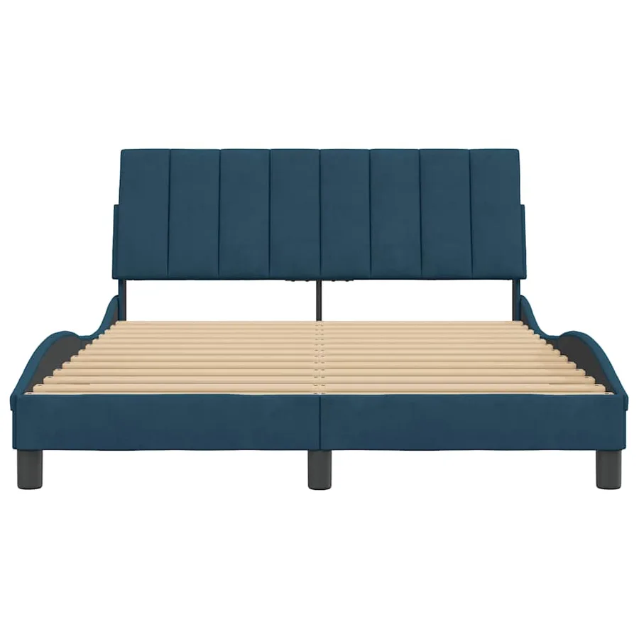 Cadre de lit sans matelas Hanko bleu 140x200 cm velours - 5