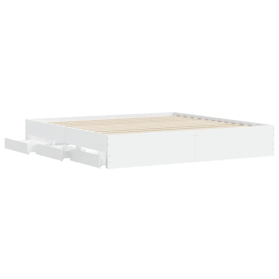 Cadre de lit avec tiroirs sans matelas blanc 160x200 cm - 5