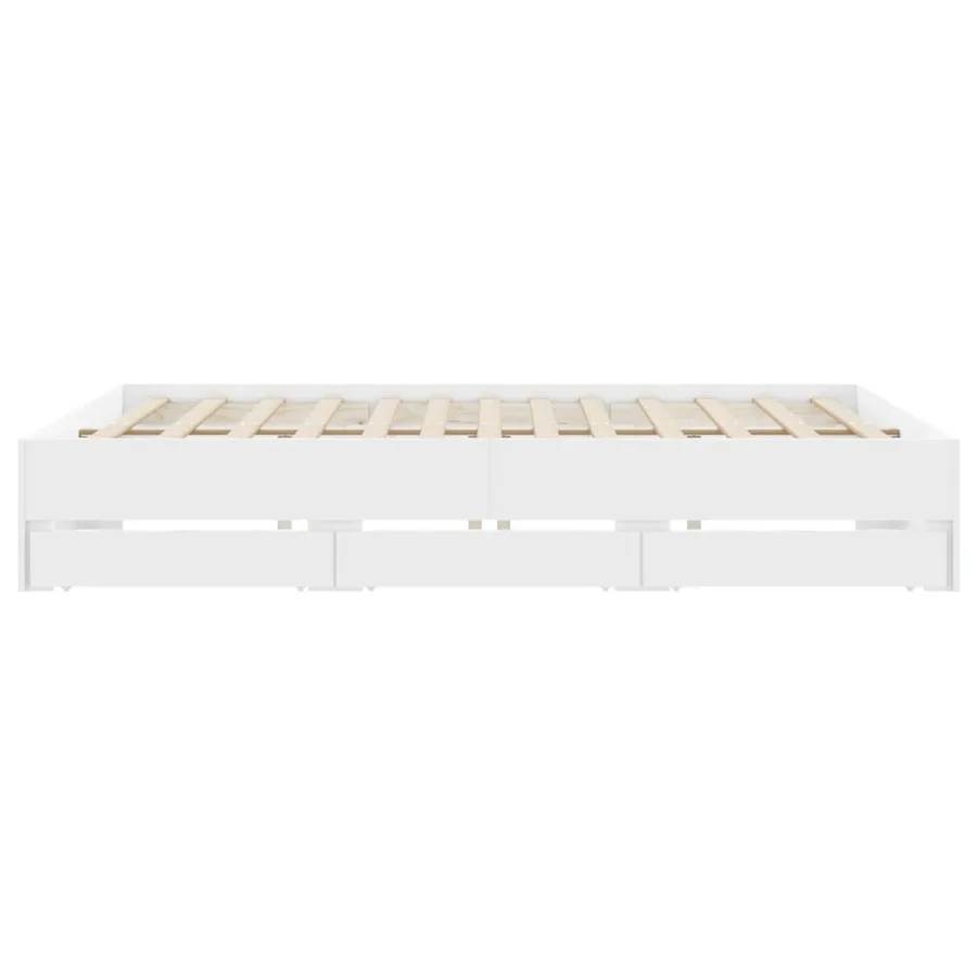Cadre de lit avec tiroirs sans matelas blanc 160x200 cm - 7