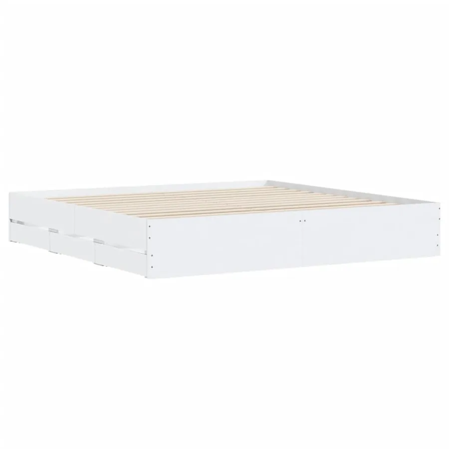 Cadre de lit avec tiroirs sans matelas blanc 160x200 cm - 8