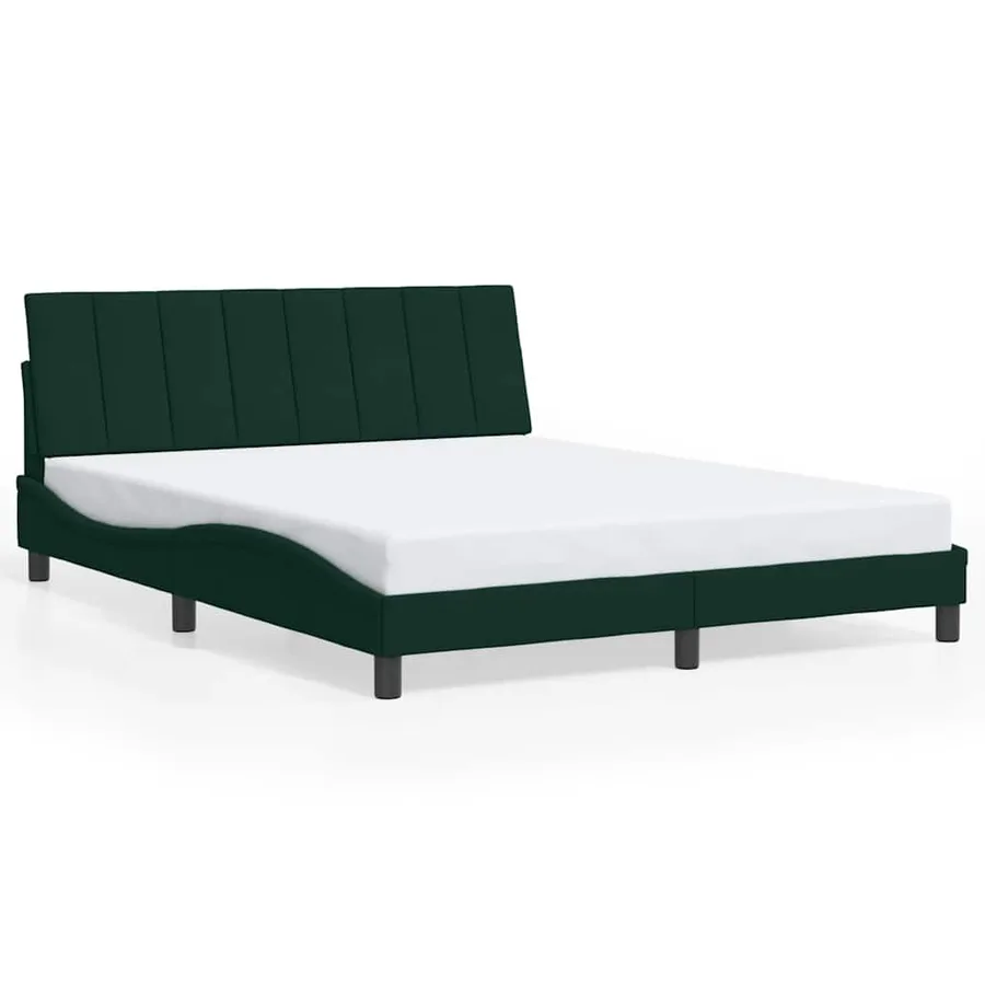 Cadre de lit sans matelas Hanko vert foncé 160x200 cm velours - 2