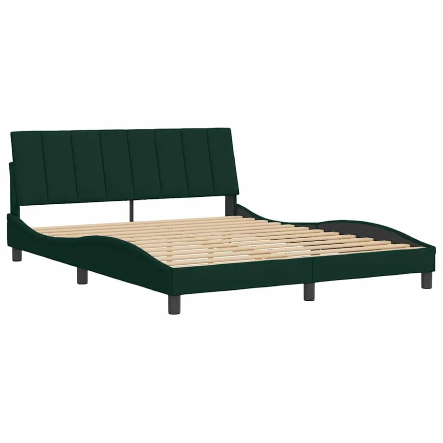 Cadre de lit sans matelas Hanko vert foncé 160x200 cm velours - 3