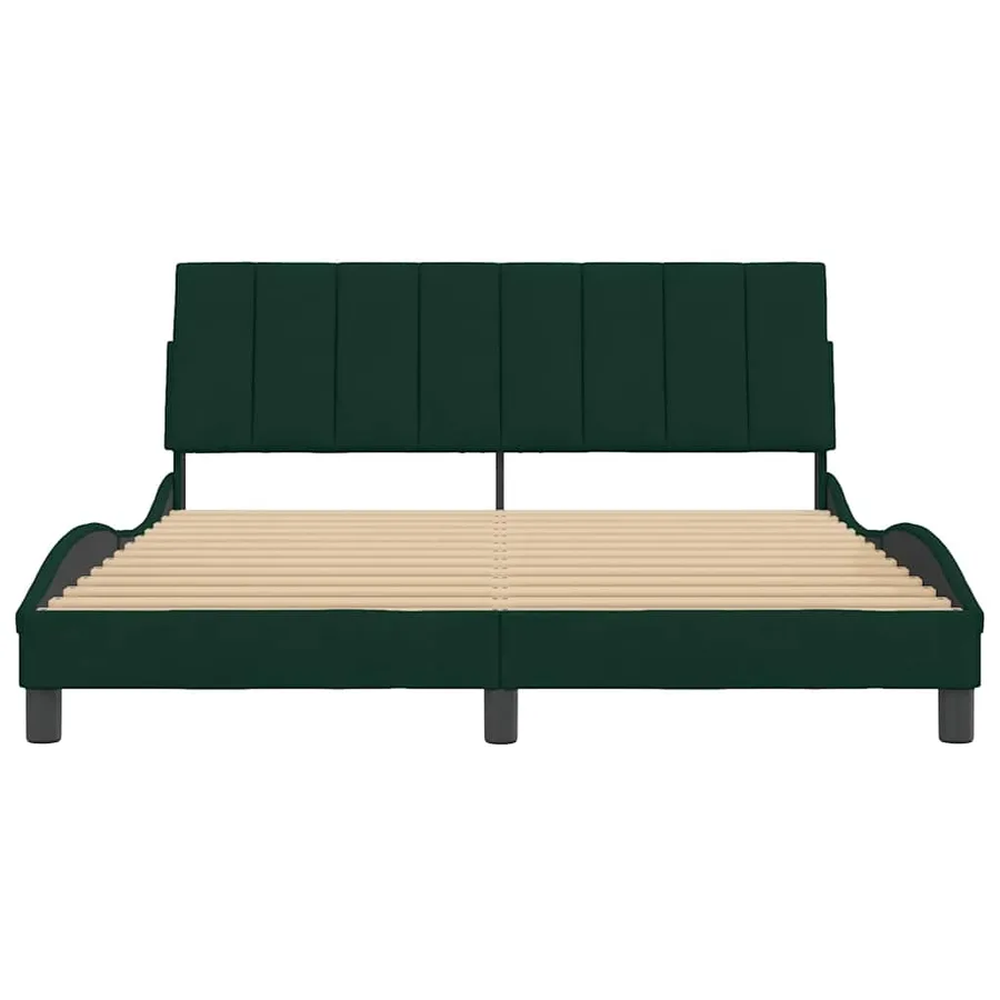 Cadre de lit sans matelas Hanko vert foncé 160x200 cm velours - 5