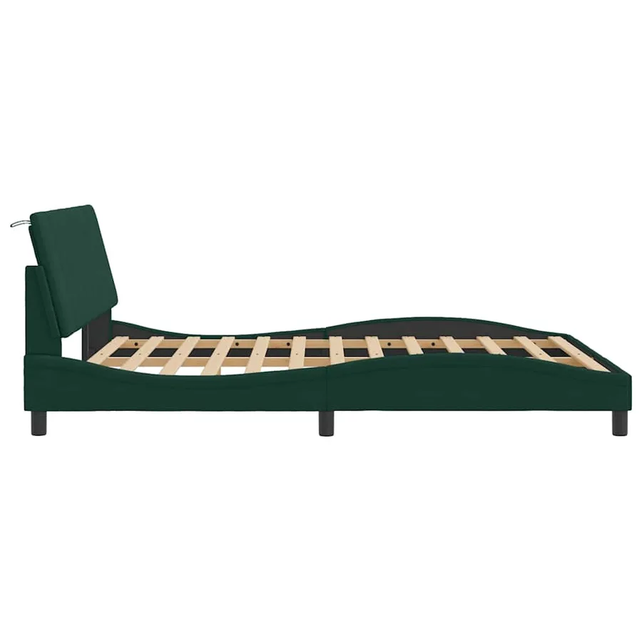 Cadre de lit sans matelas Hanko vert foncé 160x200 cm velours - 6