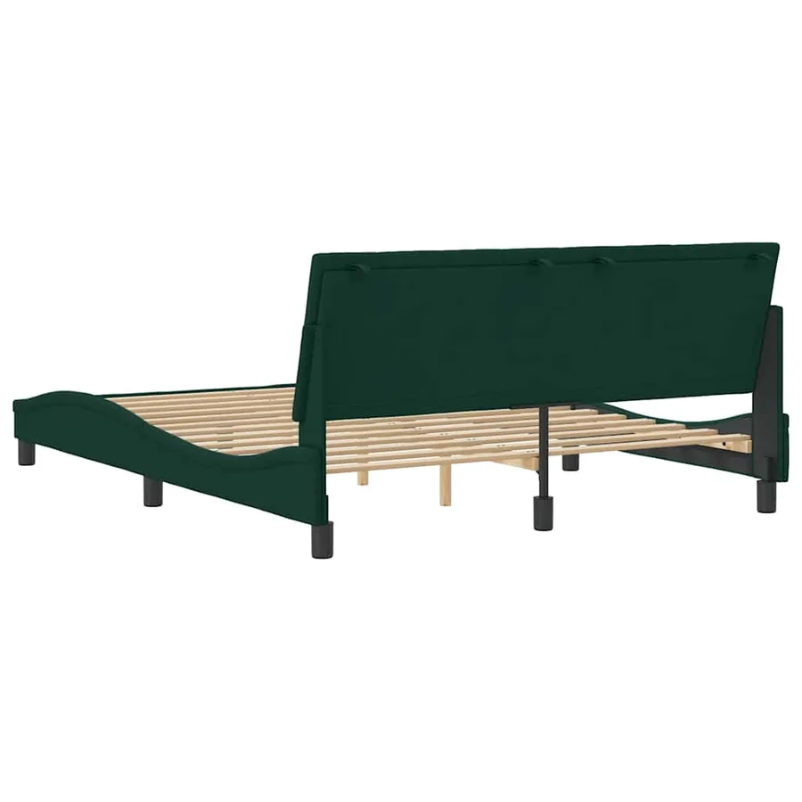 Cadre de lit sans matelas Hanko vert foncé 160x200 cm velours - 7