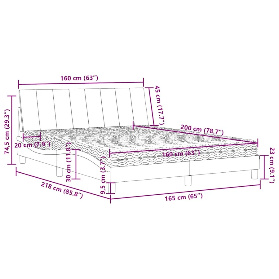 Lit avec matelas Hanko vert foncé 160x200 cm velours - 11