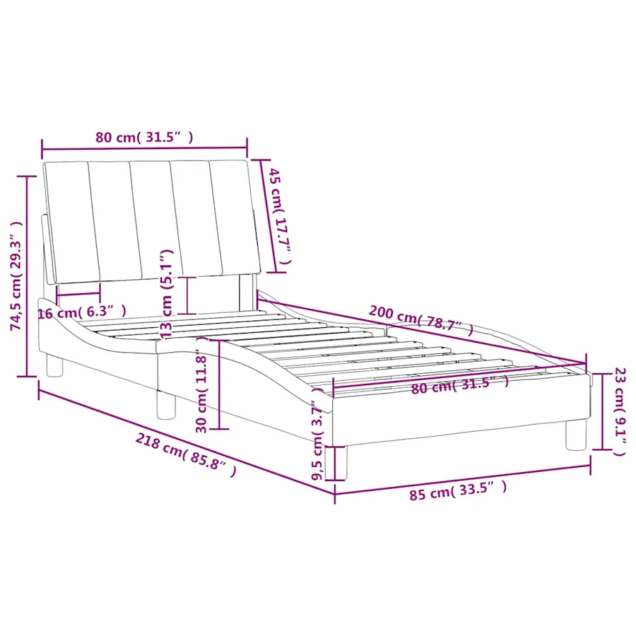 Cadre de lit sans matelas Hanko rose 80x200 cm velours - 12