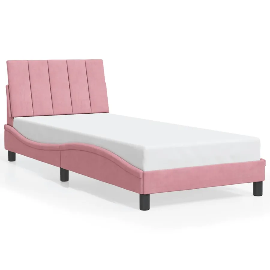 Cadre de lit sans matelas Hanko rose 80x200 cm velours - 2
