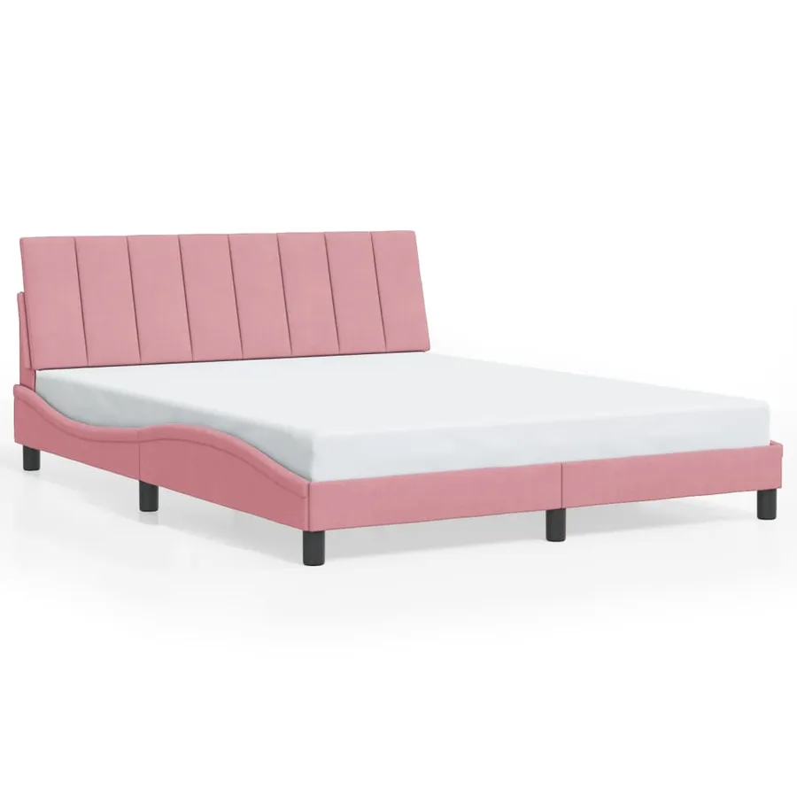 Cadre de lit avec LED sans matelas Hanko rose 160x200 cm velours - 5