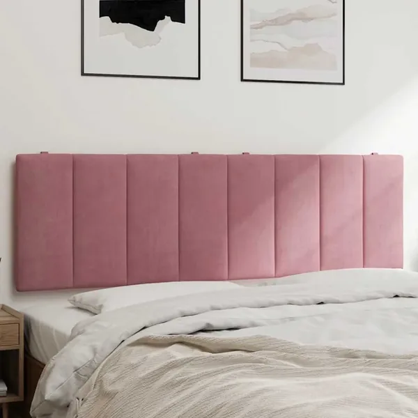 Coussin de tête de lit Hanko rose 160 cm velours