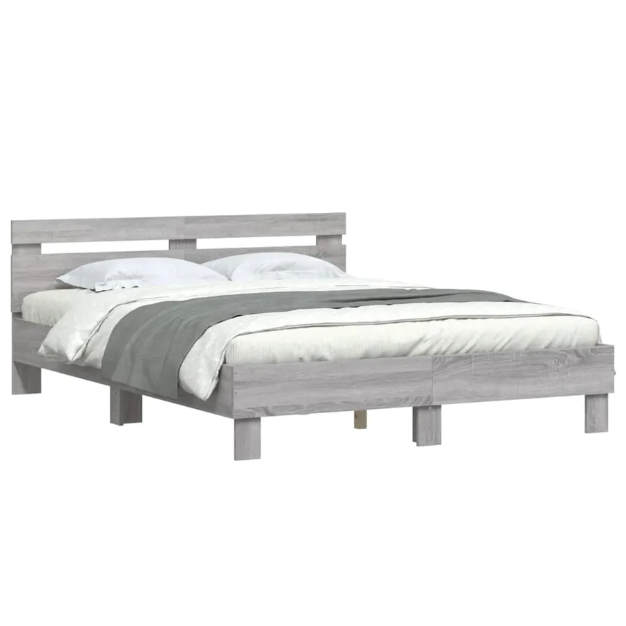 Cadre de lit sans matelas sonoma gris 150x200 cm - 4