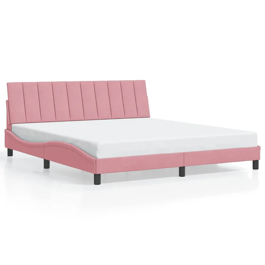 Cadre de lit sans matelas Hanko rose 180x200 cm velours - 2
