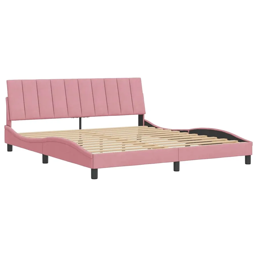 Cadre de lit sans matelas Hanko rose 180x200 cm velours - 3
