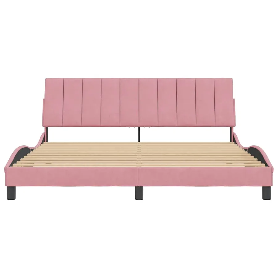 Cadre de lit sans matelas Hanko rose 180x200 cm velours - 5