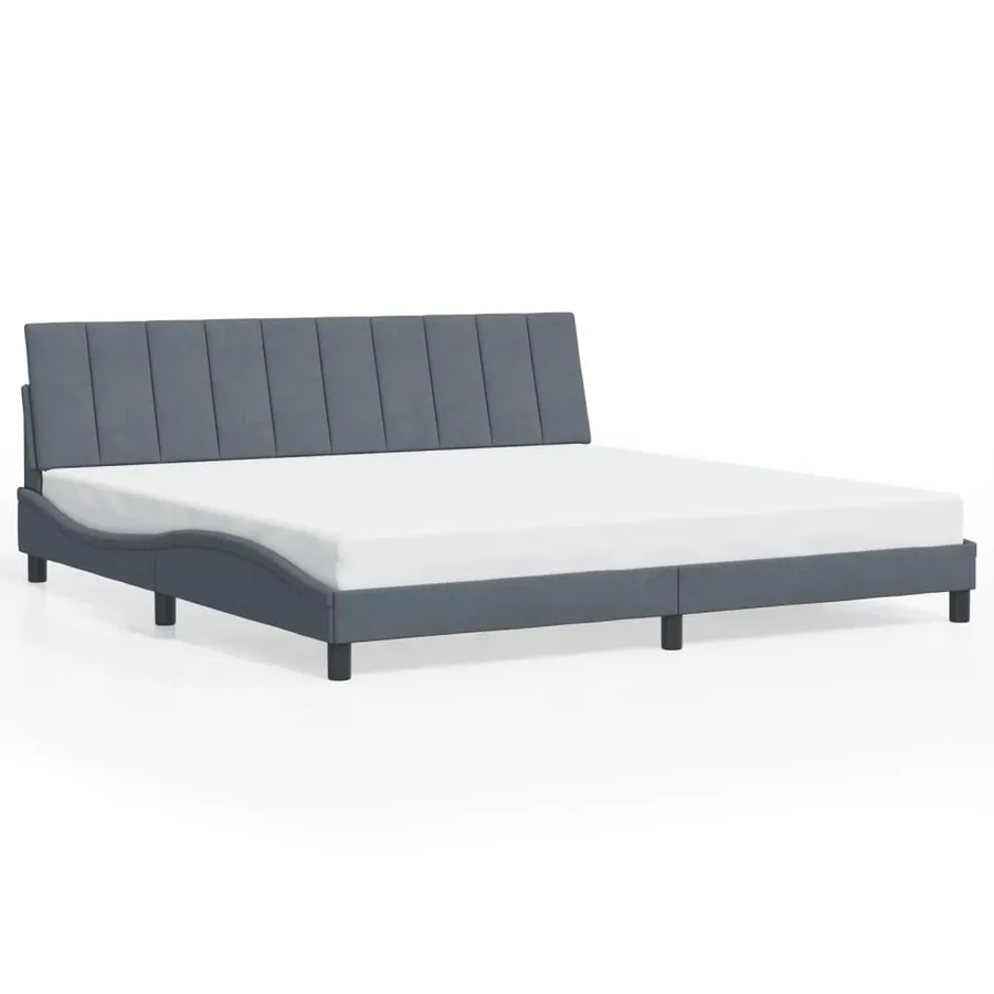 Cadre de lit avec LED sans matelas Hanko gris foncé 200x200 cm velours - 5