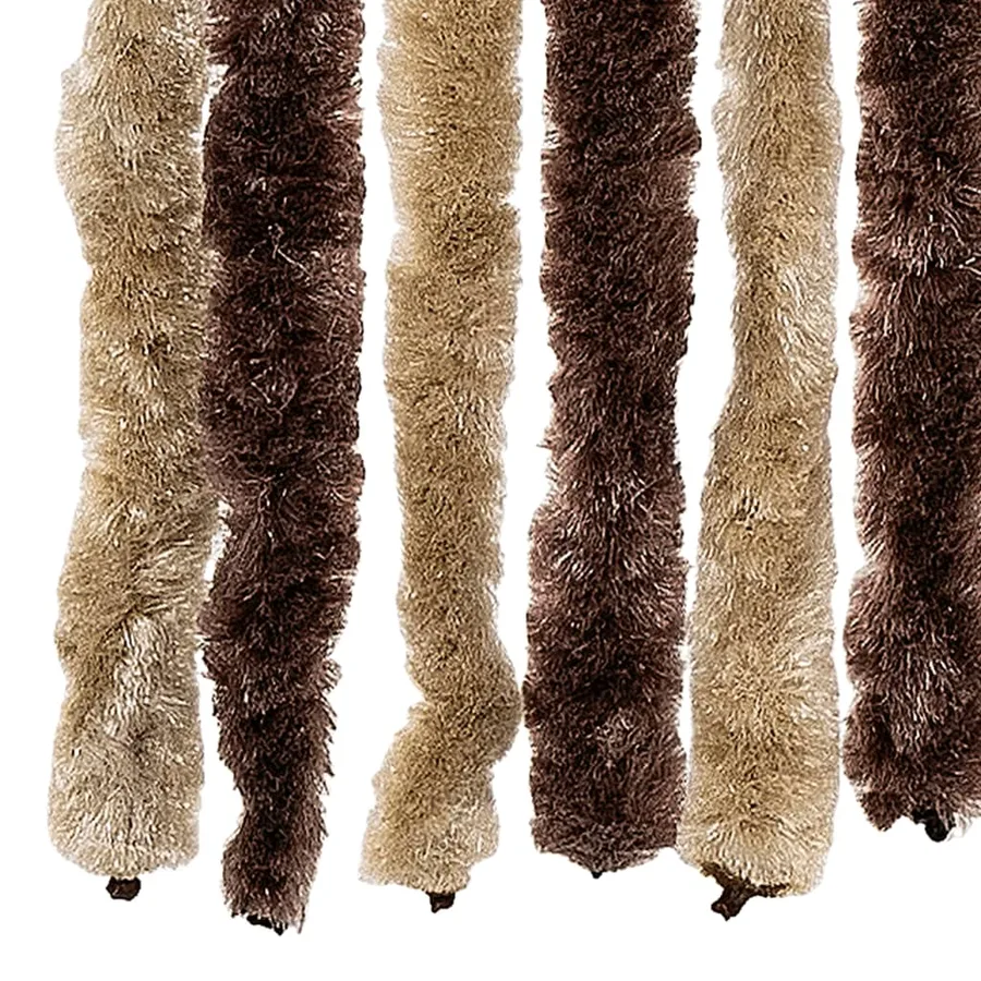 Rideau anti-mouches beige et marron clair 100x200 cm chenille - 6