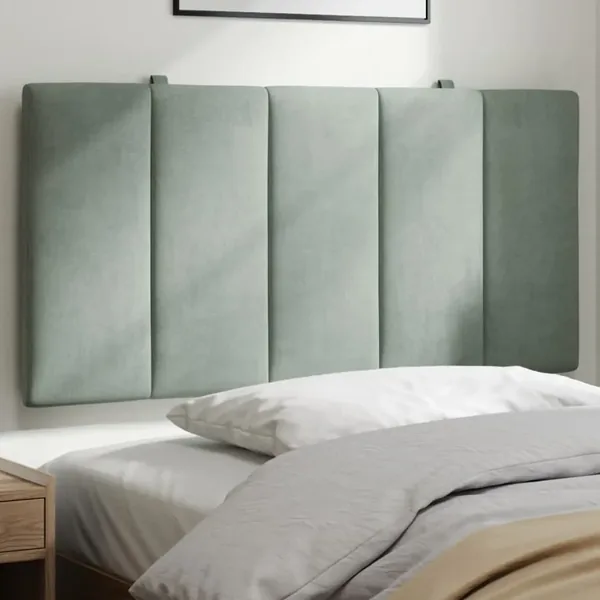 Coussin de tête de lit Hanko gris clair 100 cm velours