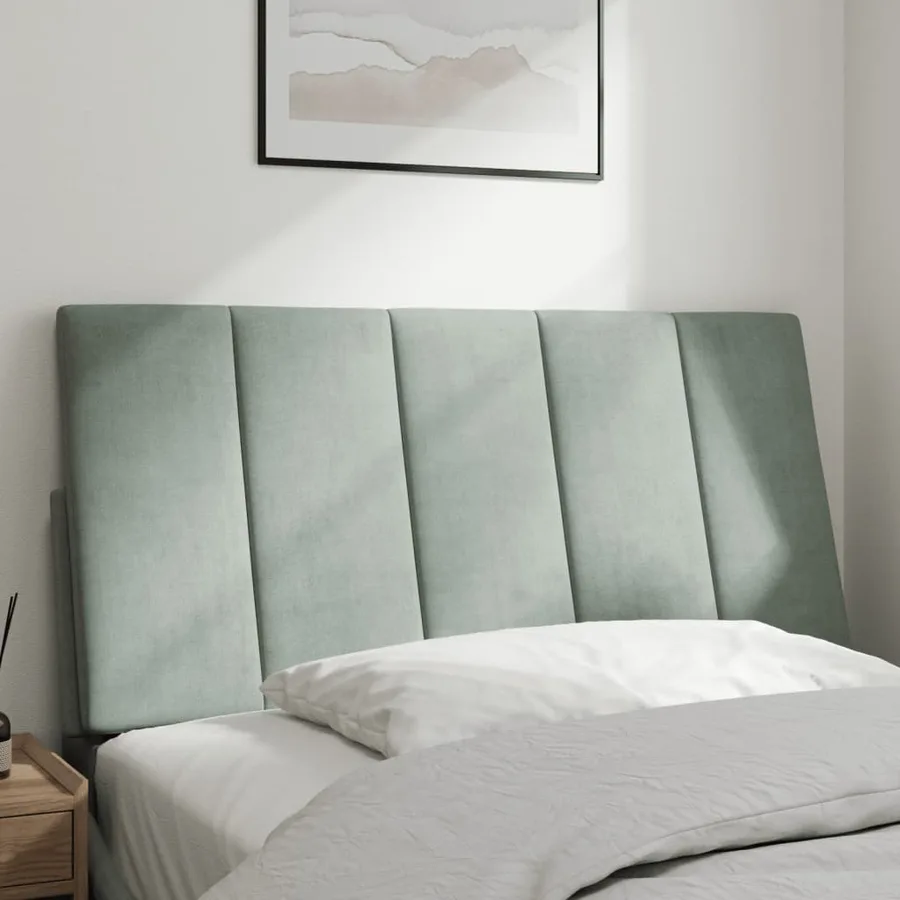 Coussin de tête de lit Hanko gris clair 100 cm velours - 3