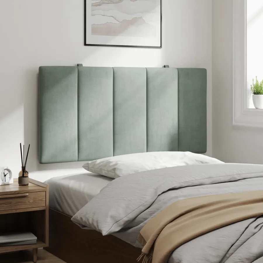Coussin de tête de lit Hanko gris clair 100 cm velours - 4
