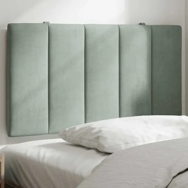 Coussin de tête de lit Hanko gris clair 90 cm velours