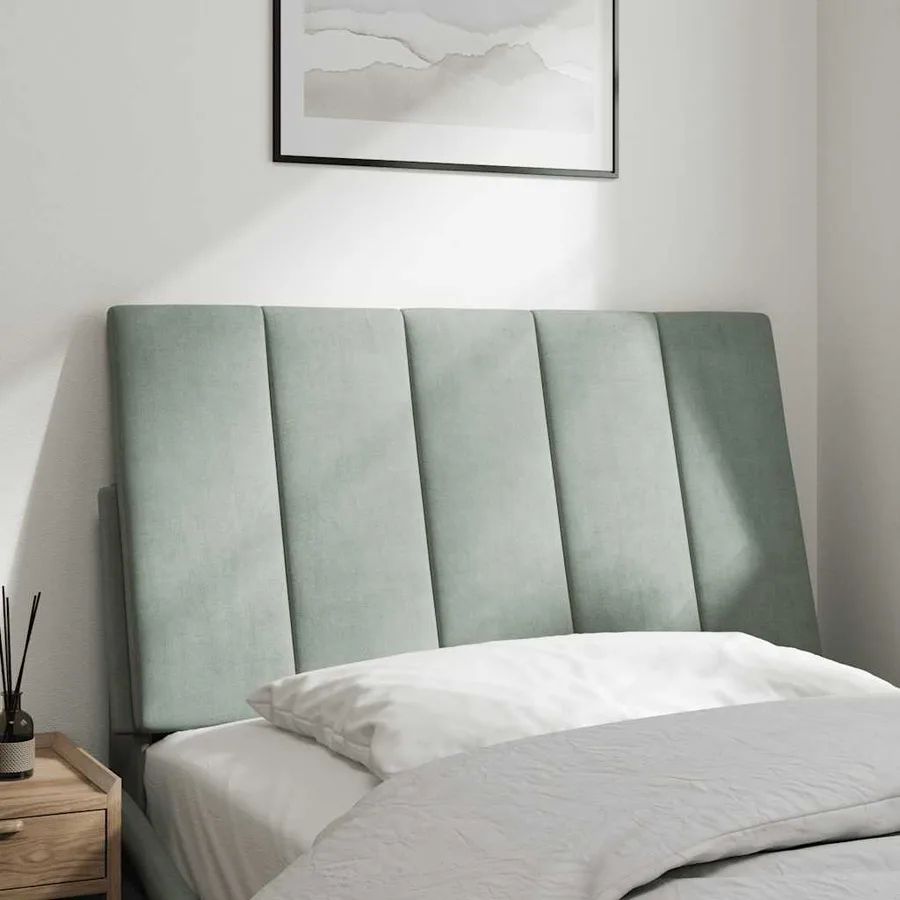 Coussin de tête de lit Hanko gris clair 90 cm velours - 3