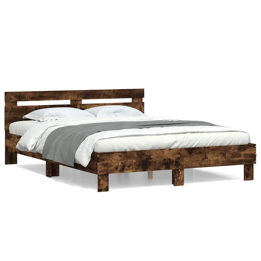 Cadre de lit sans matelas chêne fumé 140x200 cm - 2