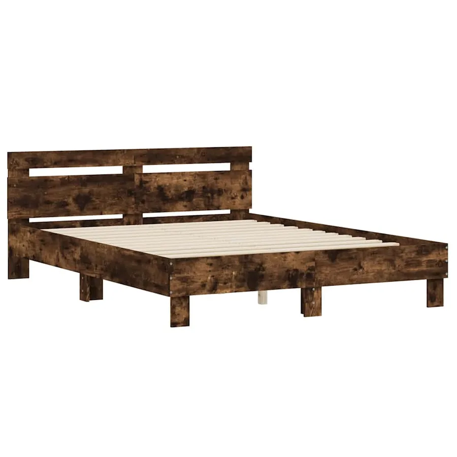 Cadre de lit sans matelas chêne fumé 140x200 cm - 3