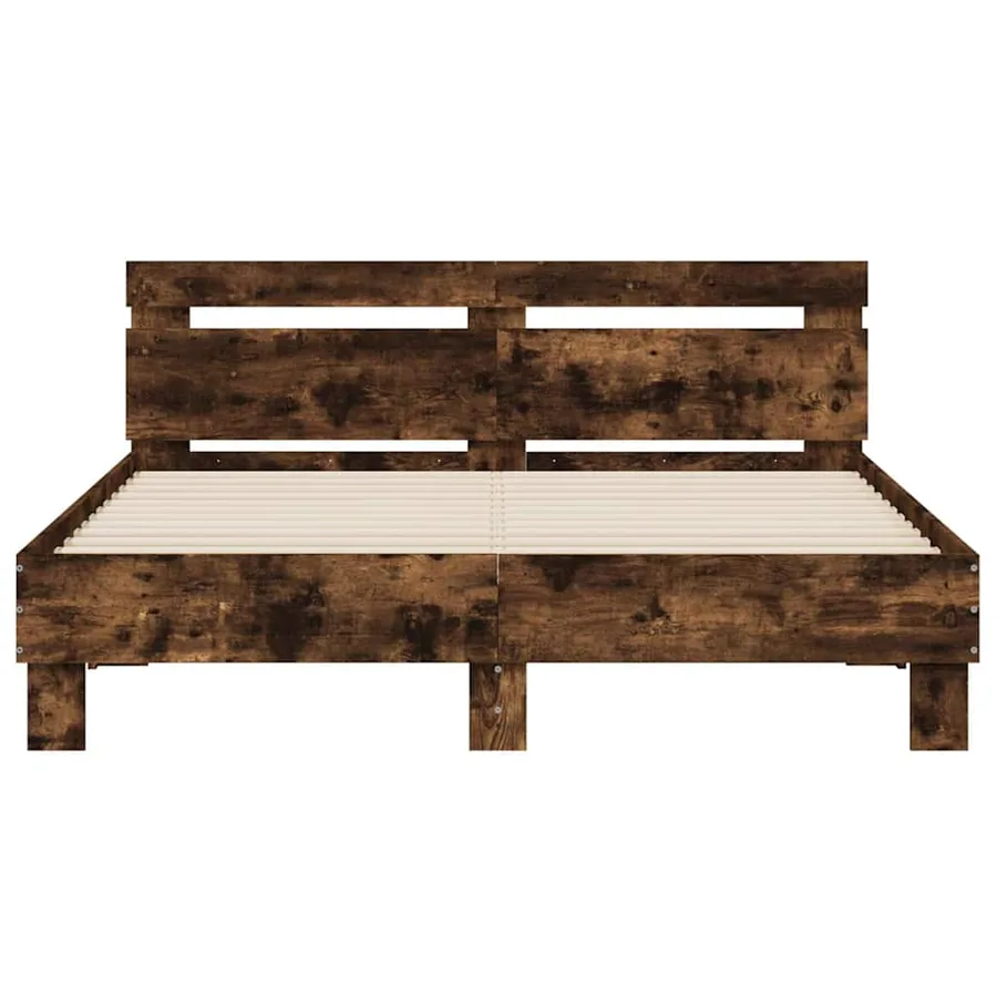 Cadre de lit sans matelas chêne fumé 140x200 cm - 5